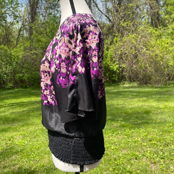 Y2K 00s Vtg Floral Festival Whimsigoth Asymmetrical Rampage One Shoulder Top XS - Picture 2 of 12